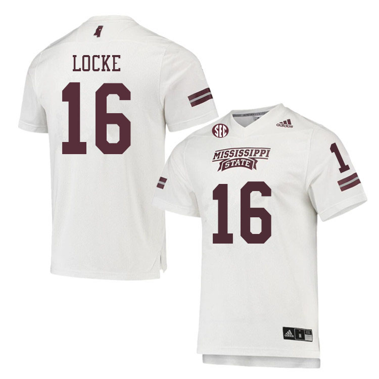 Men #16 Braedyn Locke Mississippi State Bulldogs College Football Jerseys Sale-White